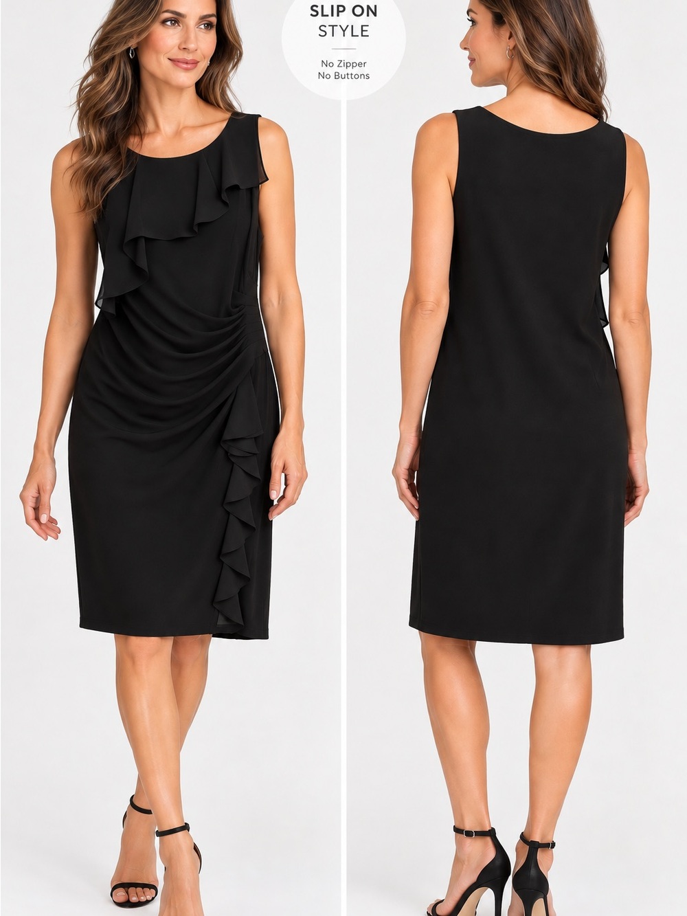 Ralph Lauren Black slip on Sleeveless Ruffle Midi Dress 12